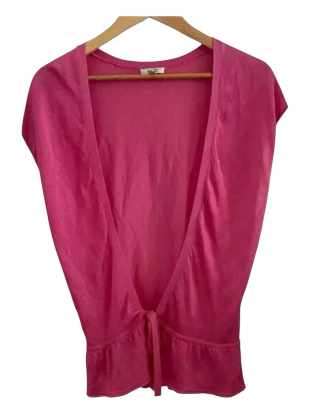 Cache Womens Vintage Y2K Pink Tie Front Shawl Vest Top Rayon Wrap